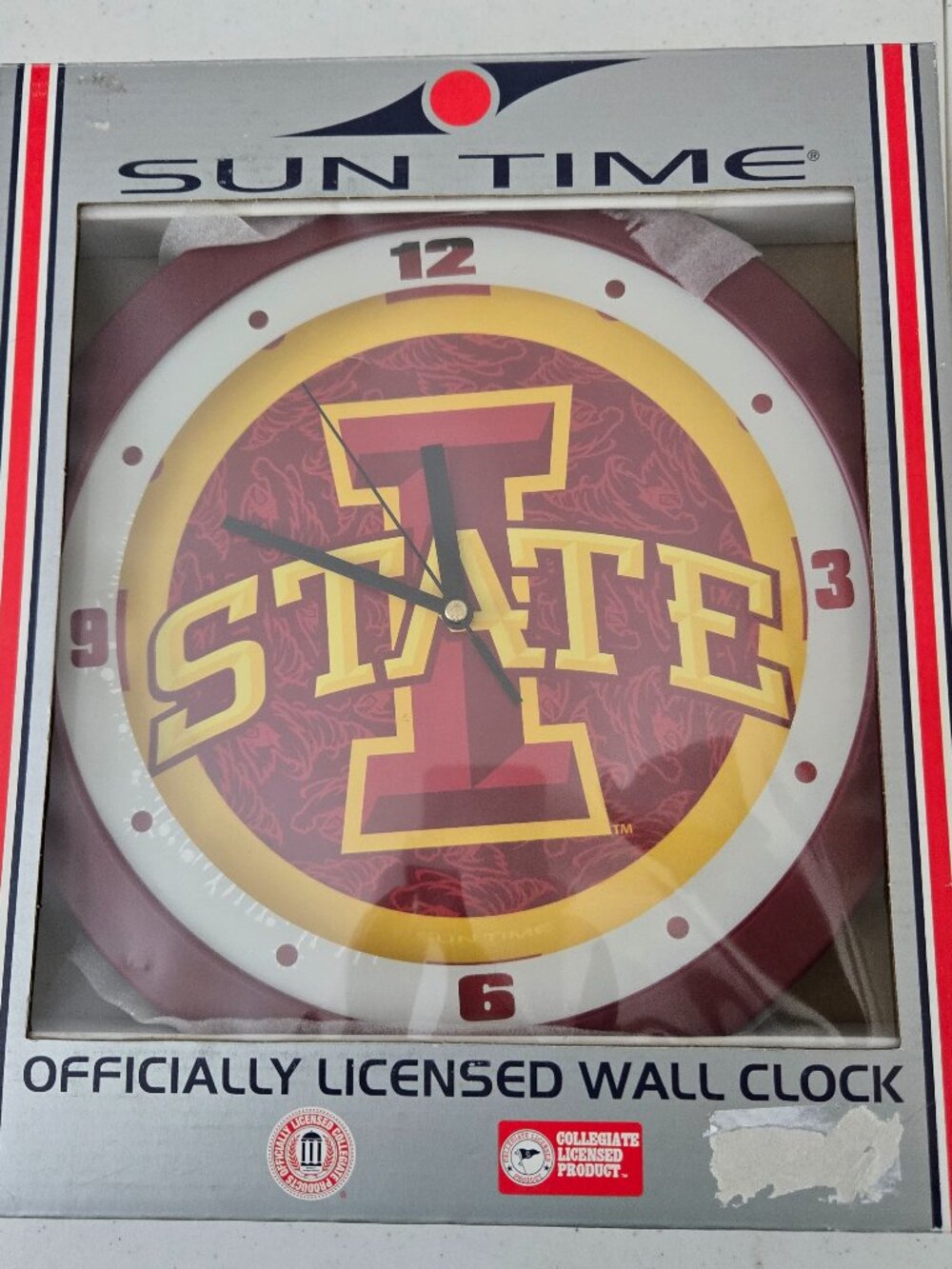 Suntime Iowa State Wall Clock 12" Red Yellow College Sports